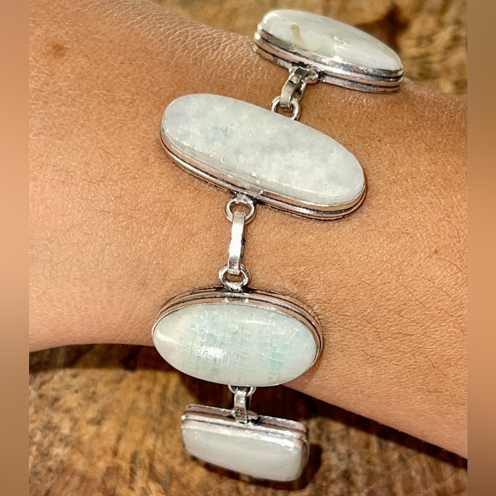 Pale Green Hemimorphite Bracelet 6 1/2”- 8 1/2”